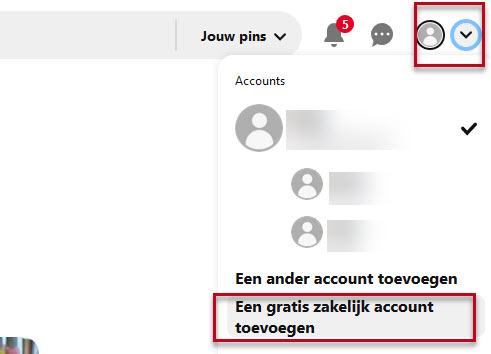 Pinterest zakelijk account toevoegen