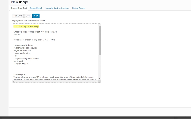 nieuw recept wp recipe maker
