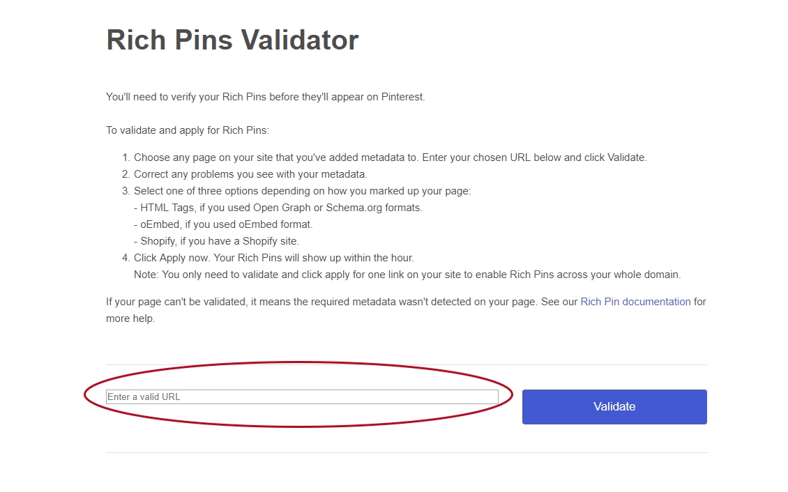rich pins validator url pinterest