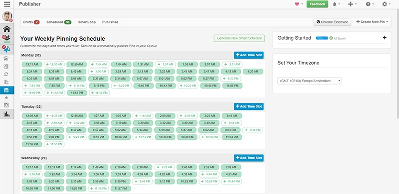 tailwind schedule snel pinterest pins inplannen