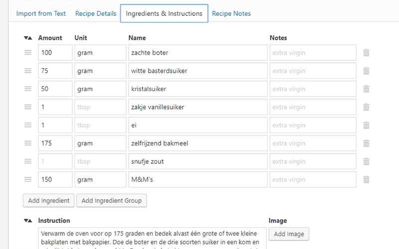 wp recipe maker ingredienten recept pin