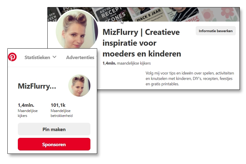 pinterest-statistieken maandelijkse weergaven