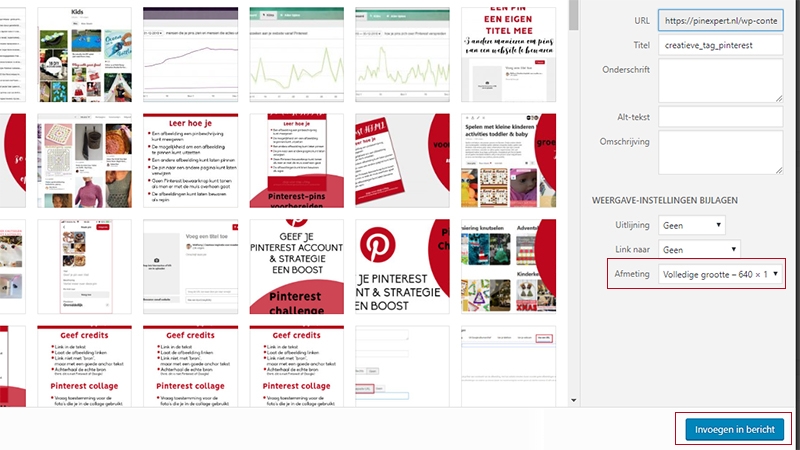 afbeelding uploaden wordpress volledige grootte