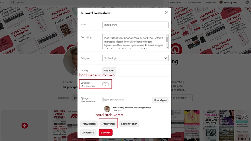bord geheim maken archiveren pinterest