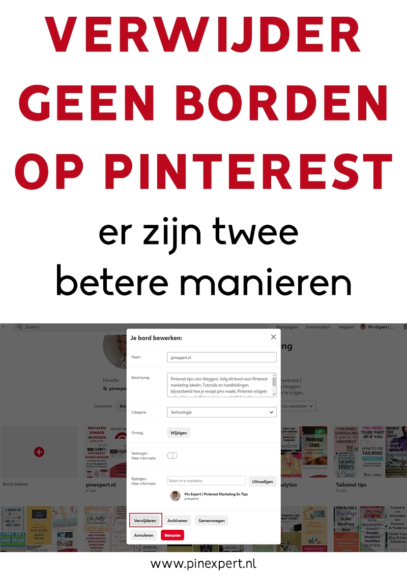 borden verwijderen op pinterest