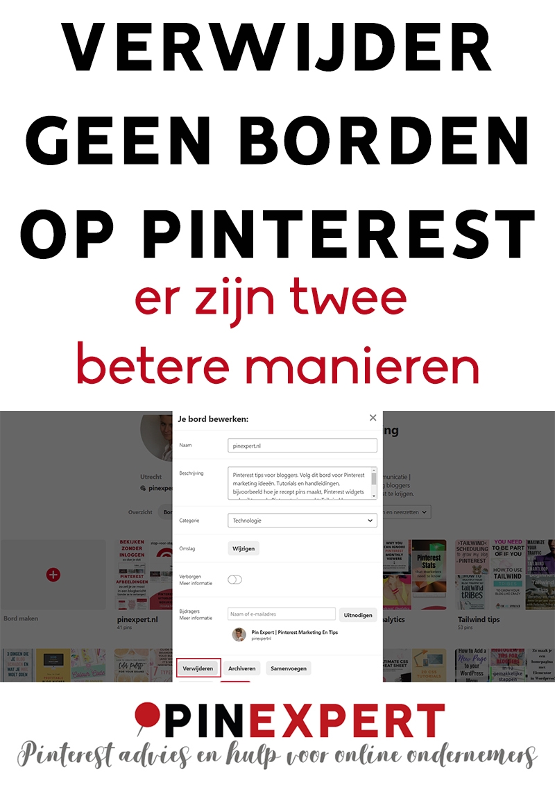 Borden verwijderen op Pinterest