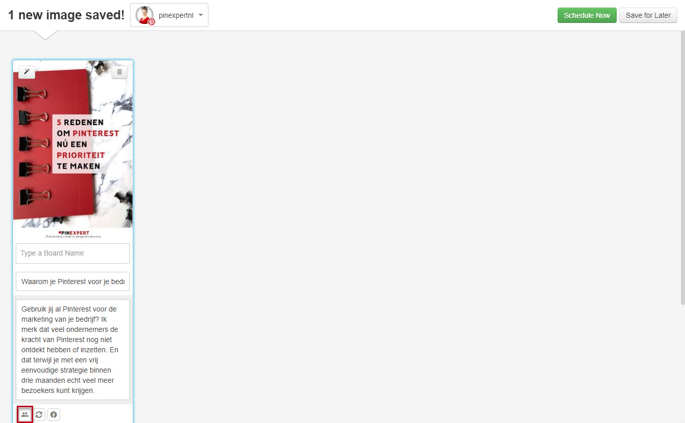 Tailwind communities pin toevoegen