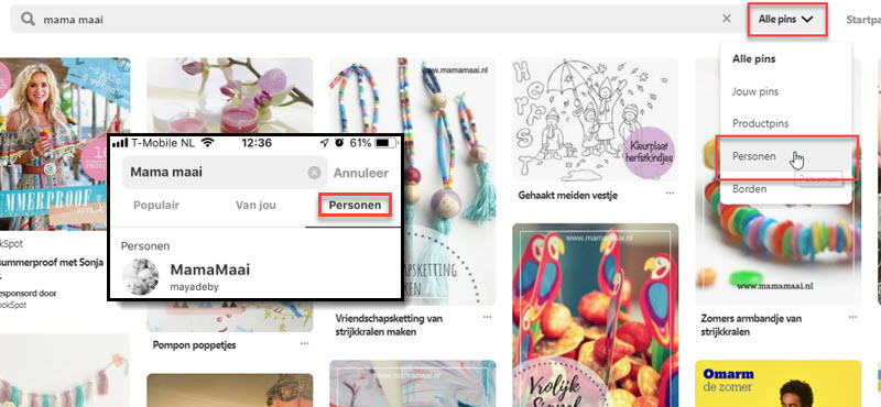 personen zoeken op Pinterest