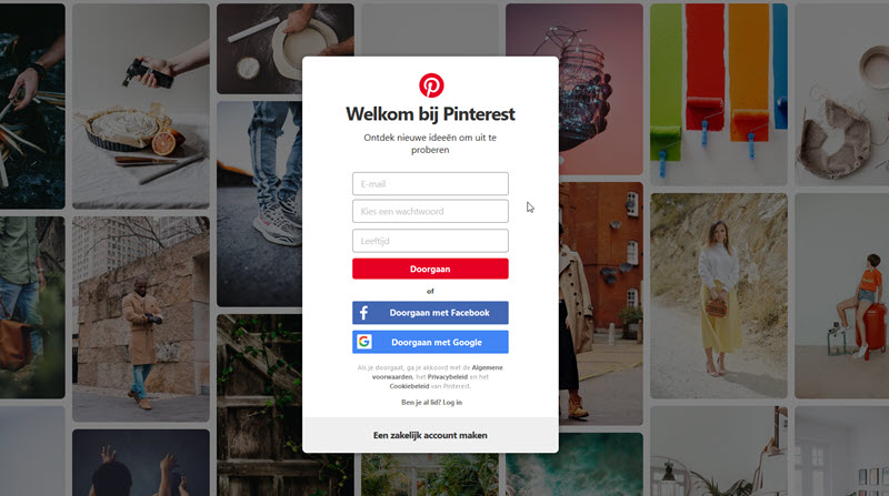pinterest account aanmaken