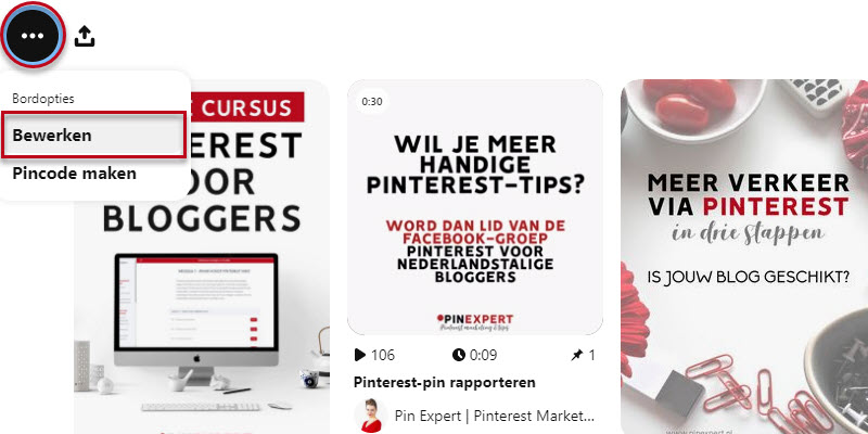 Pinterest bord titel bewerken