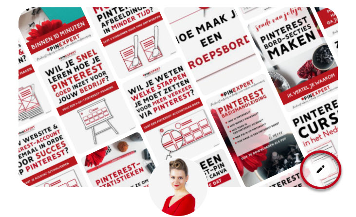 Screenshot Pinterest profiel omslag bewerken