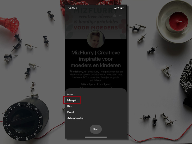 Idee-pin maken in Pinterest.