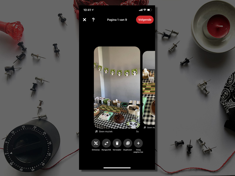 Pinterest idee-pin editor.